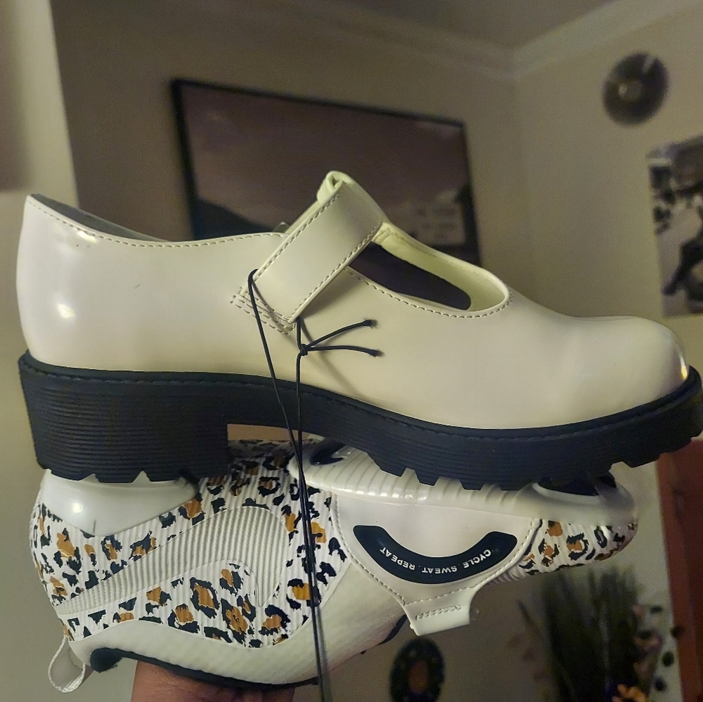 Mary Jane Style Preppy White Lug chunky platform Loafers  by Wonder Nation - Picture 13 of 14
